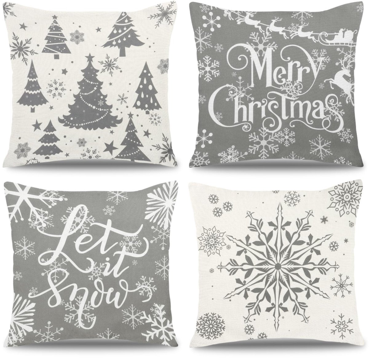SolidKeus - Set van 4 Kerstkussenslopen voor Decoratie