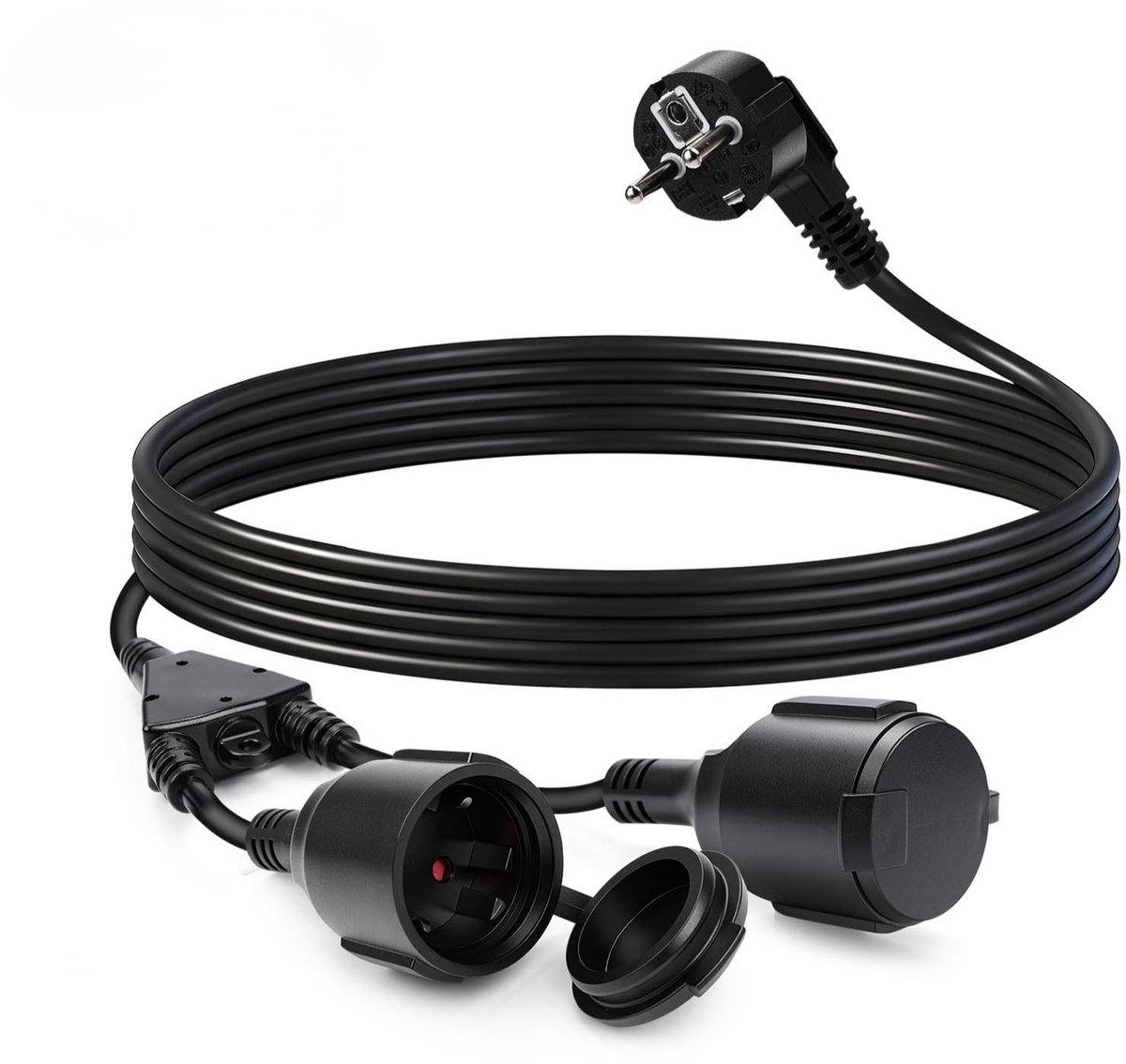 SolidKeus - Dubbel Stopcontact met Geaarde Stekkeradapter en 3 Meter Kabel