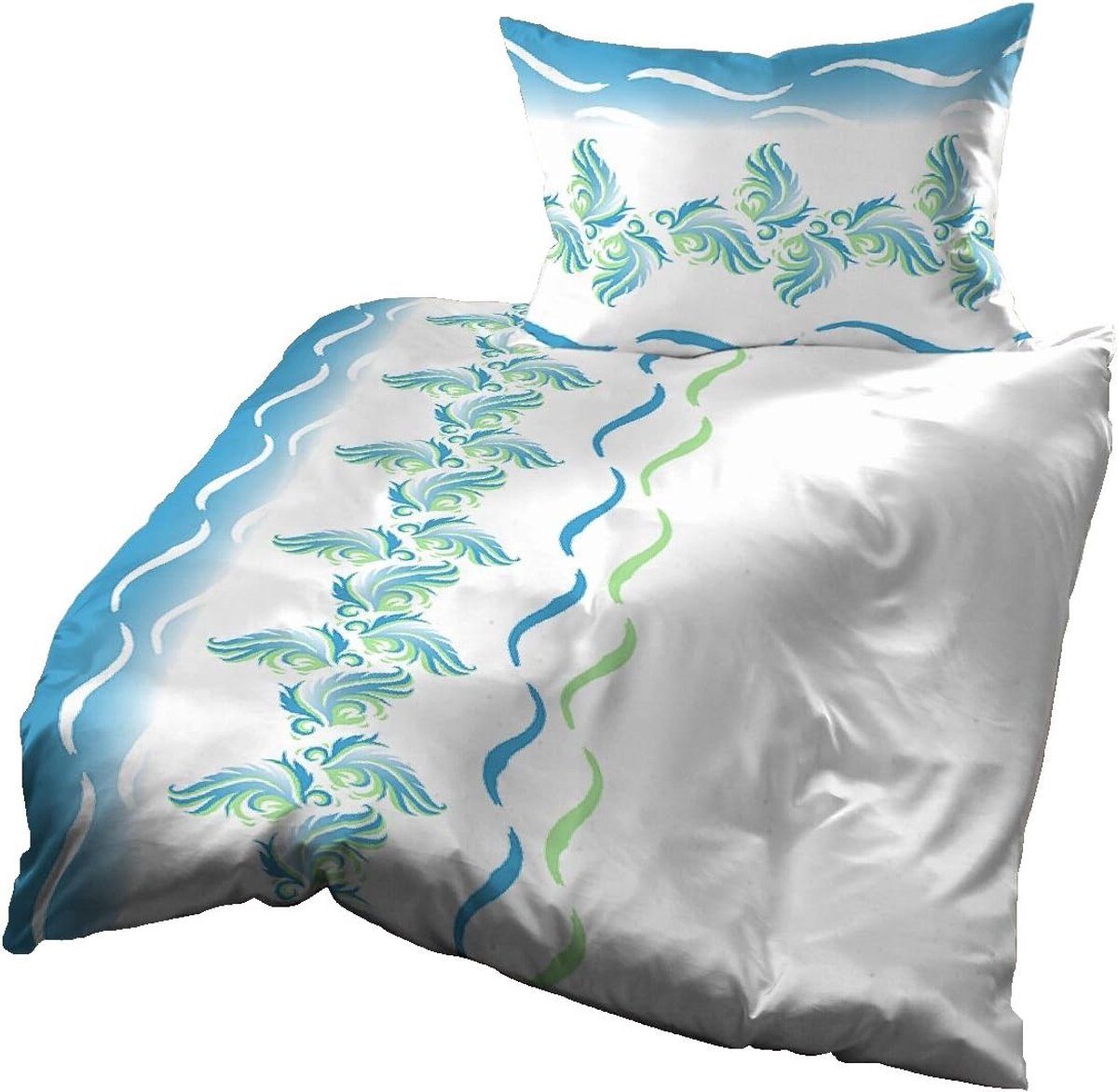 2 TLG. Microvezel Dekbedovertrek, gestreept met ornamenten, 140x200 cm + 70x90 cm