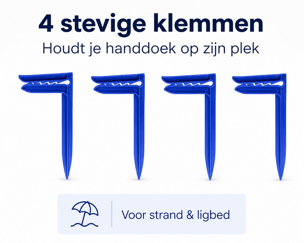 Strandlakenklemmen 4 stuks - 15 cm - stevige handdoekklemmen