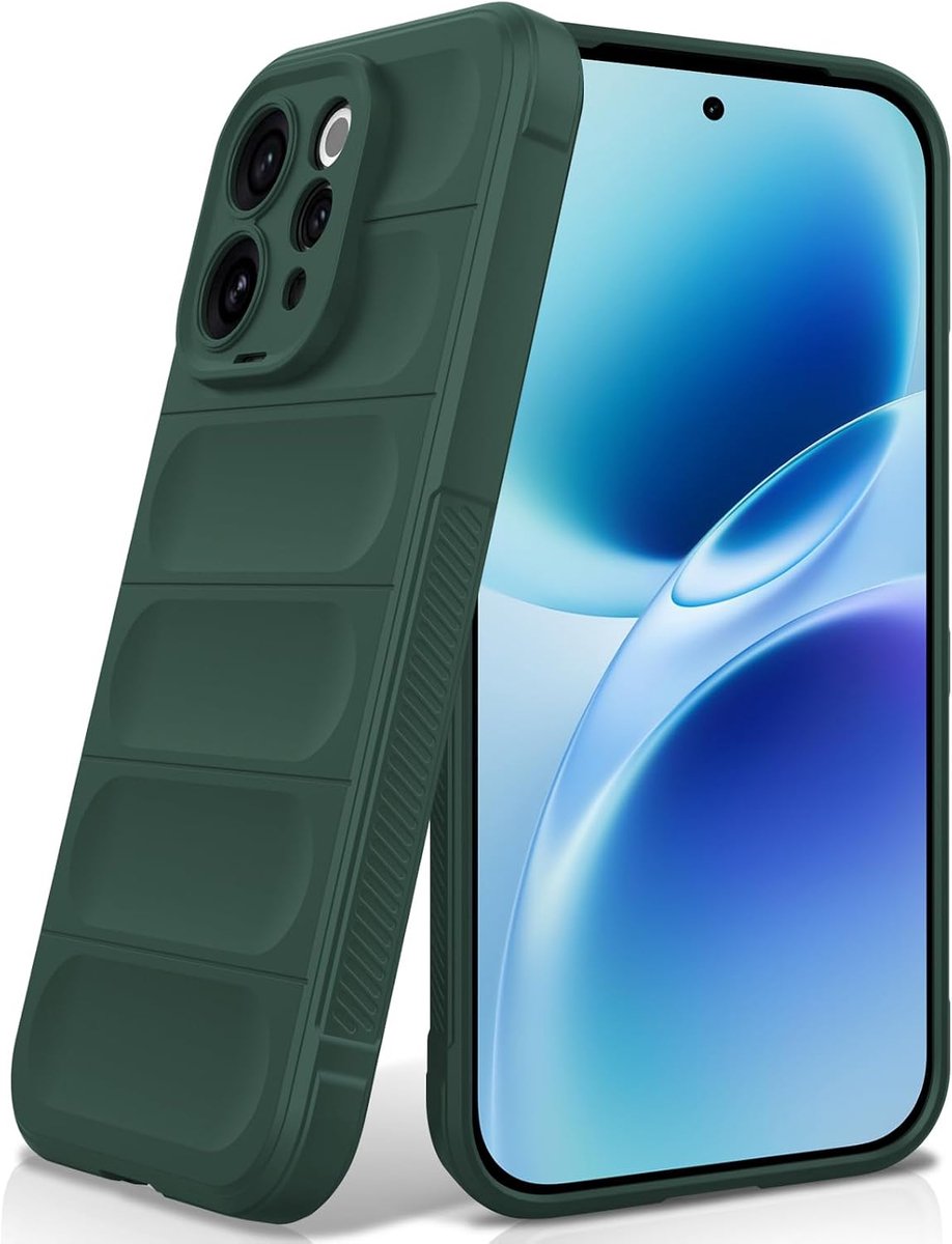 Hoesje voor Vivo V70 / V70 Elite, Anti-val Airbag Ontwerp Siliconen Case, Schokbestendige Beschermhoes met Microvezel Voering, Groen
