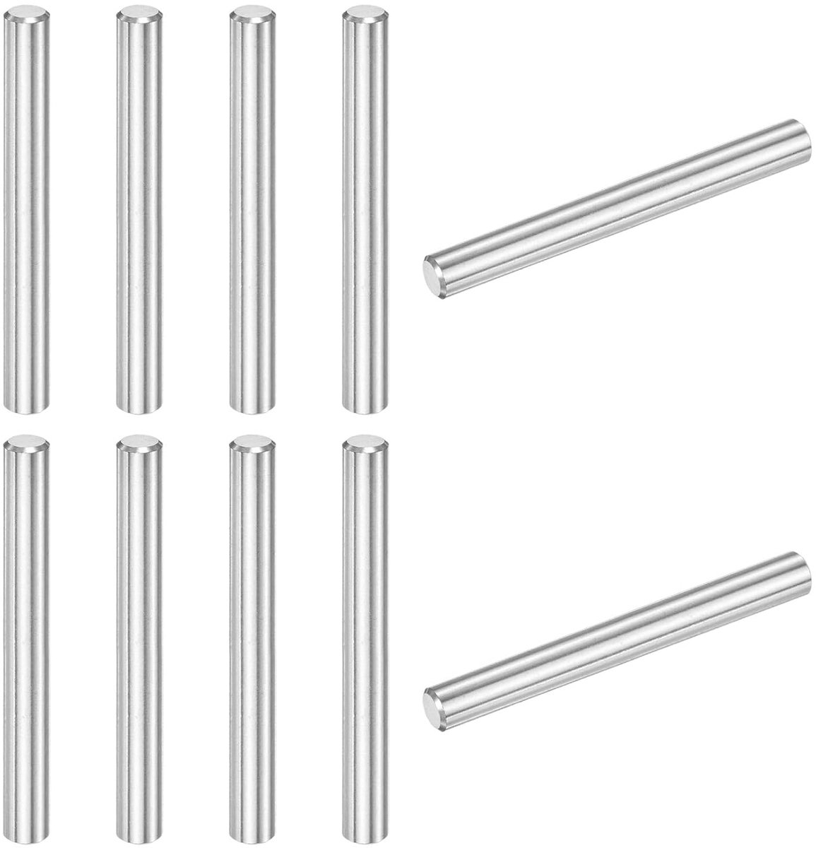 10 stuks 316 roestvrijstalen bevestigingspinnen voor metalen apparaten/houten projecten, 6 x 55 mm, cilindrische steunstang [zilver]