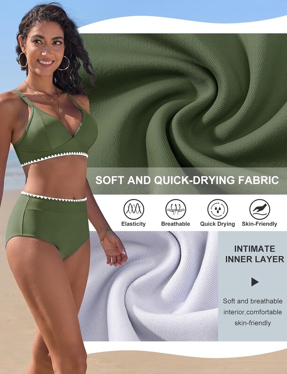 Bikini's voor dames, hoog badpak, V-hals, push-up badpak, platte buik, sexy, zwemkleding