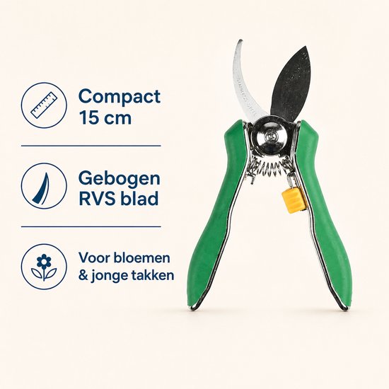 Bloemensnoeischaar 15 cm - RVS krom blad - voor takken tot 18 mm — afbeelding 5