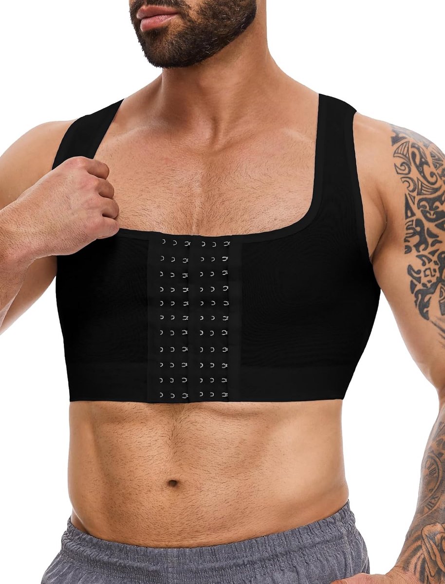 Shapewear Borst Binder Heren Mouwloos Binder Trans Strak Compressie Korset Mannen Elastisch Buikweg Onderhemd Figuurvormend Body Shaper Vest