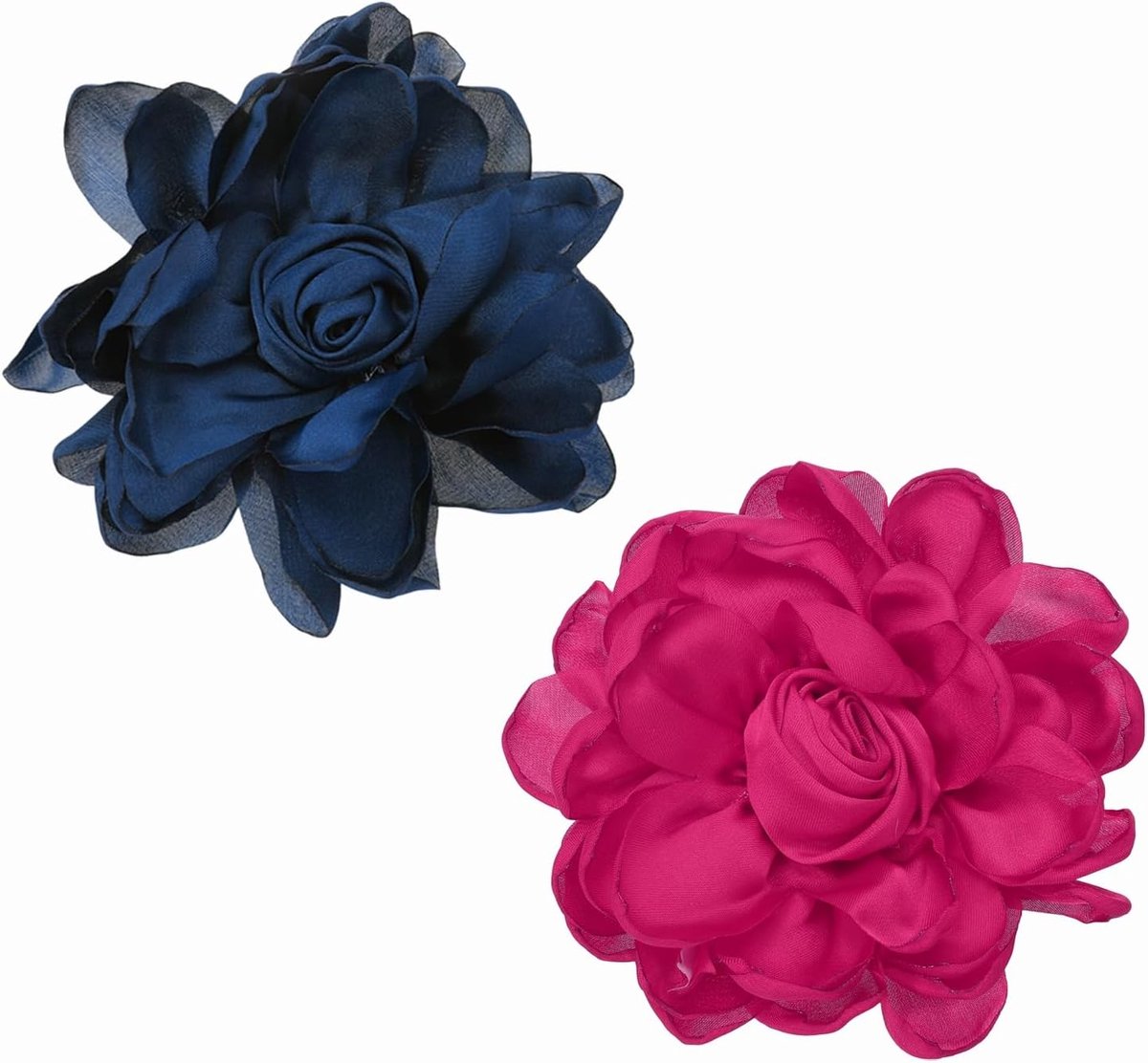 Broches spelden, 2 stuks elegante doek roos bloem grote broche sierlijke satijnen camelia corsage reversspeldjes voor vrouwen bruiloft kleding pak jurk, roze rood