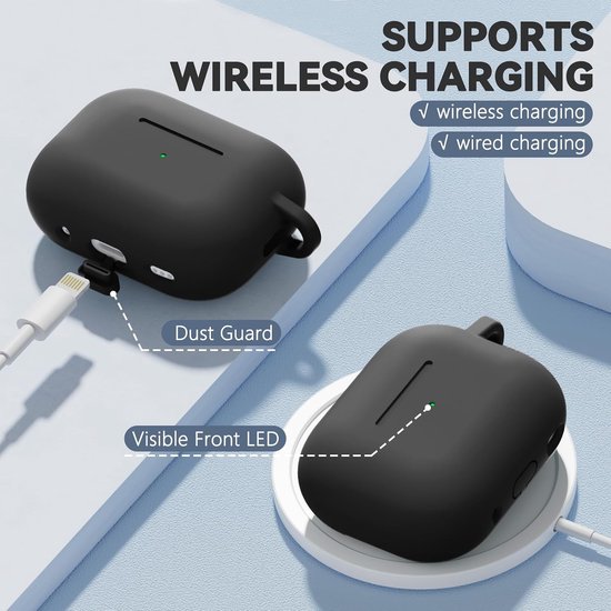Compatible with AirPods Pro 3 Case - Magnetic Black - Silicone Protective Case Cover for Apple Air Pod Pro 3rd (2025), Magnetic Lid Lock Design, with Cleaning Kit — afbeelding 5