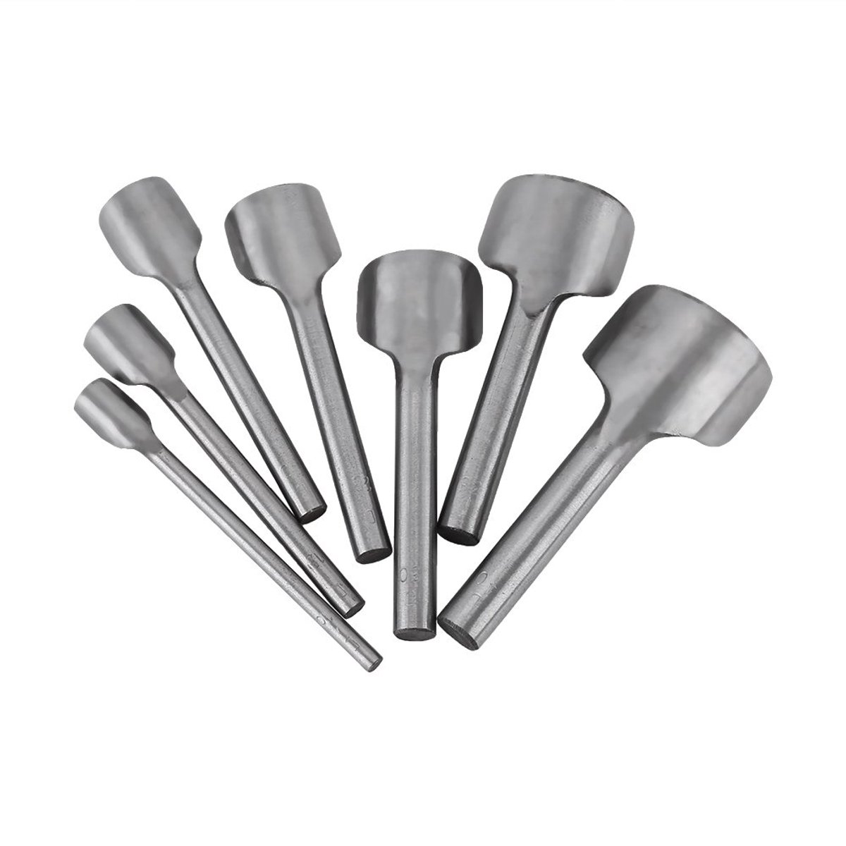 Craft Cutter, 7-delige halfronde DIY lederen Punch met specificatiemarkering op handvatuiteinde (10-40 mm)