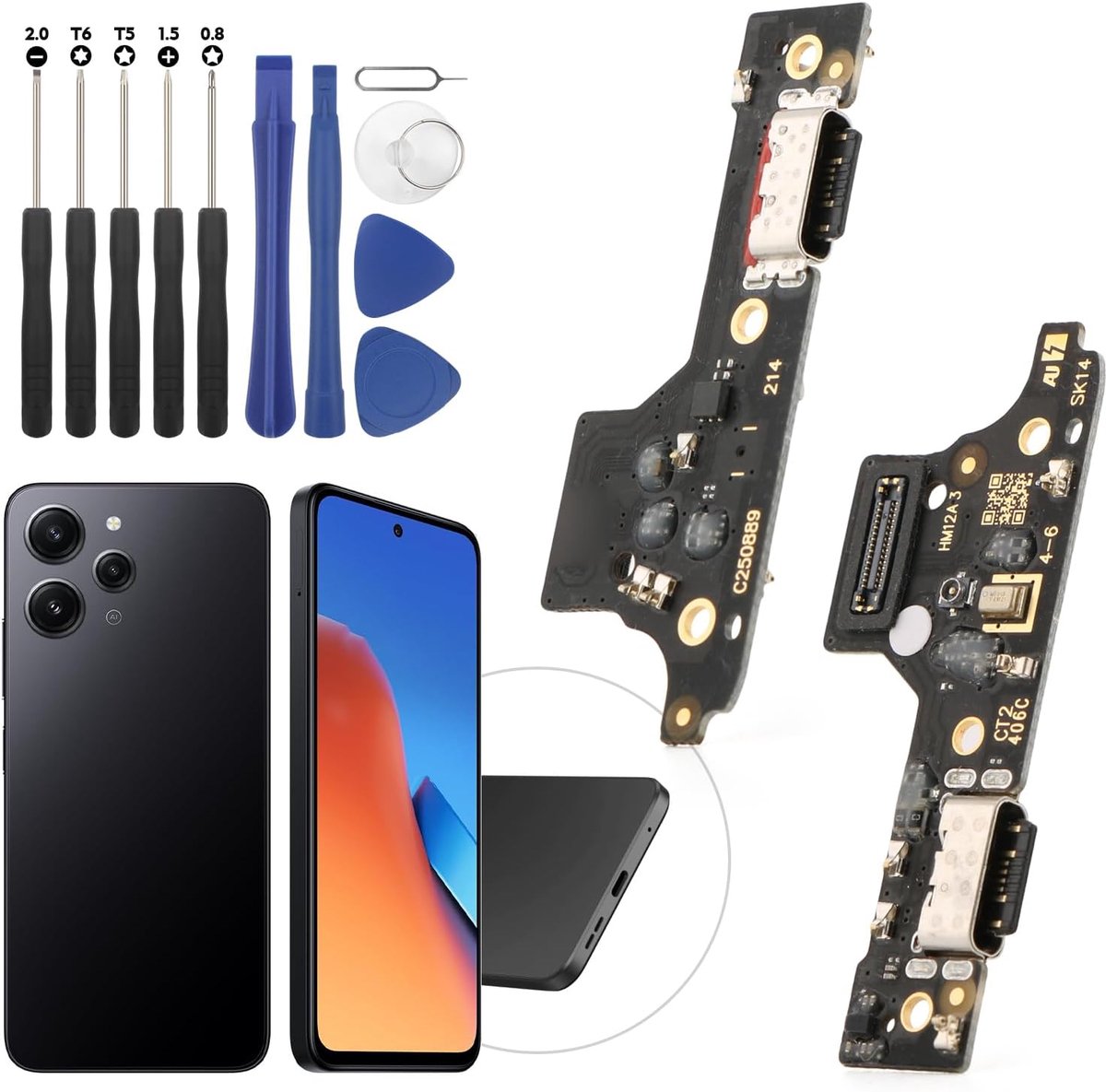 Oplaadaansluiting compatibel met Xiaomi Redmi 12 4G 23053RN02A USB dock connector Jack Board voor Xiaomi Redmi 12 4G flexibele kabel laadpoort oplaadpoort vervanging