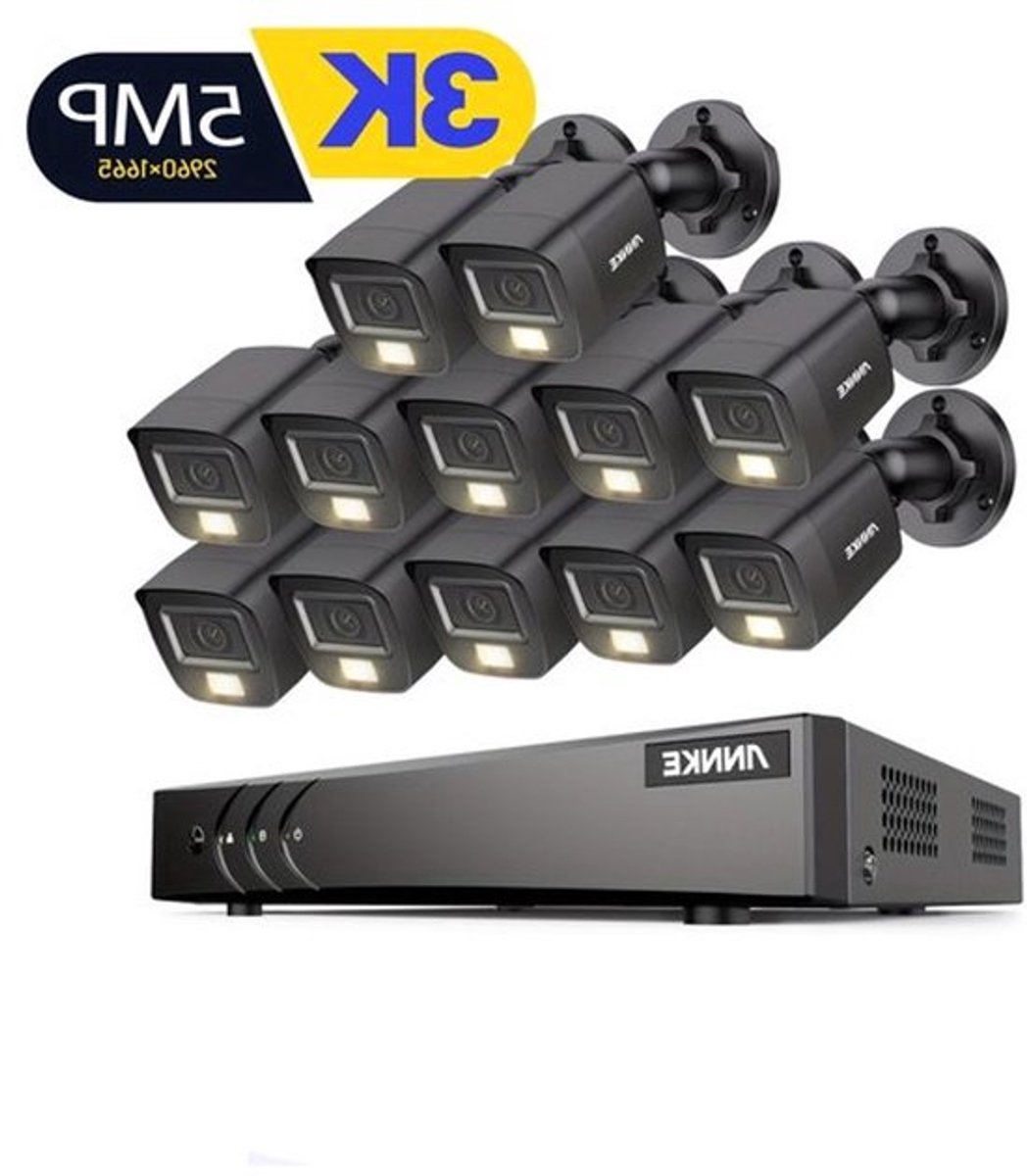 12 Camera Bewakingsset – Beveiligingssysteem – CCTV Camera’s – Video Surveillance – Veiligheidssysteem – 3K Resolutie – AI Mens & Voertuigdetectie – Dual-Light Nachtzicht – Audio Opname – 5-in-1 DVR Recorder – Zonder HDD