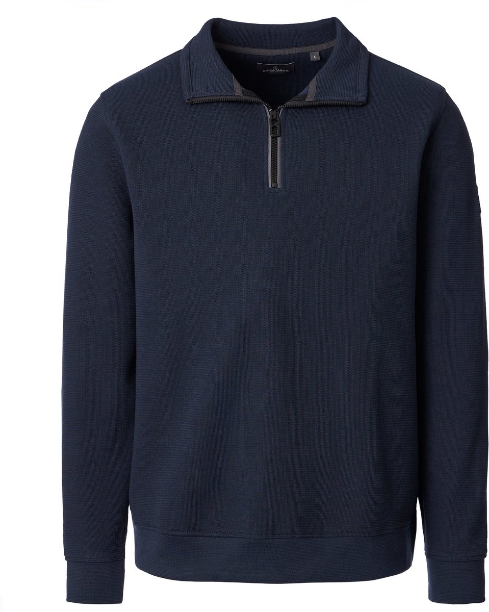 CASA MODA comfort fit sweat schipperstrui - donkerblauw - wit