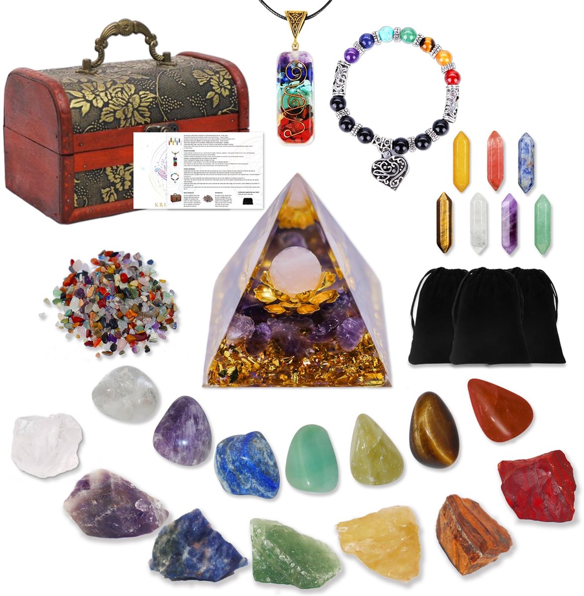 SolidKeus - Kristallen Geneesstenen Set met Chakra Steentjes en Kettingen