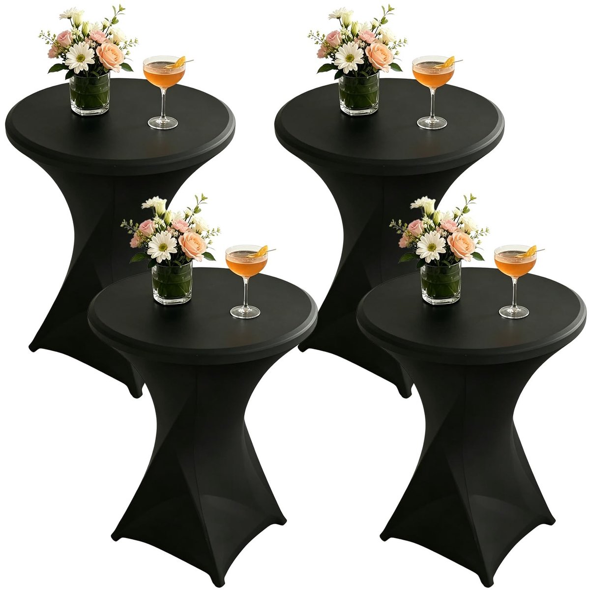 SolidKeus - Set van 4 Stretch Statafelhoezen voor Bruiloft en Feest