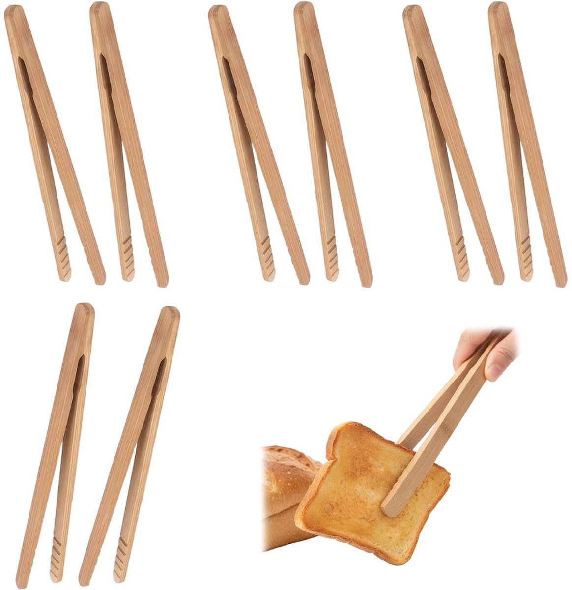 SolidKeus - Bamboo Keukenclips 8 Stuks voor Veilig Gebruik en Veelzijdigheid