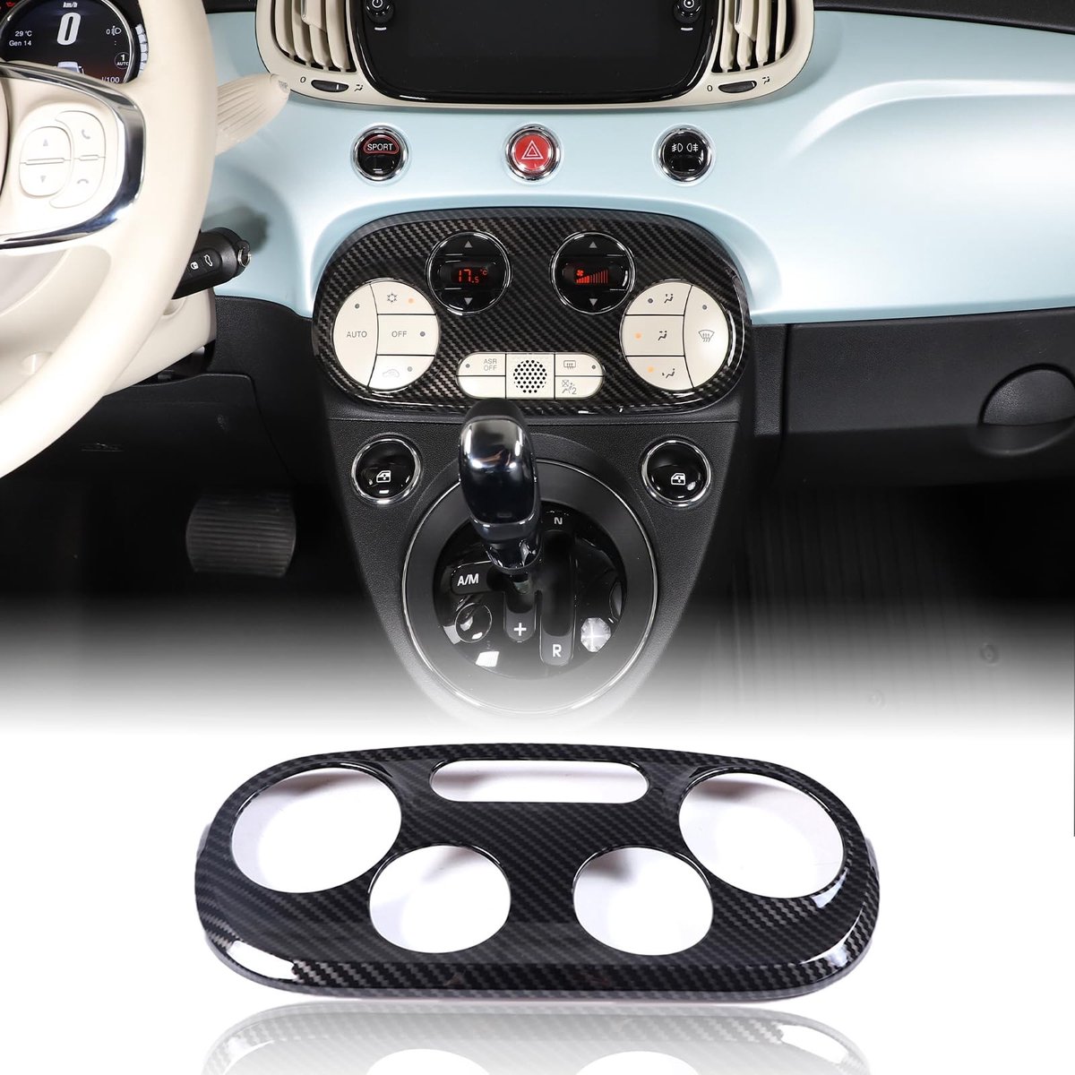 SolidKeus - Interieur Moulding Trim voor Fiat 500 2016-2025 Carbon Fiber