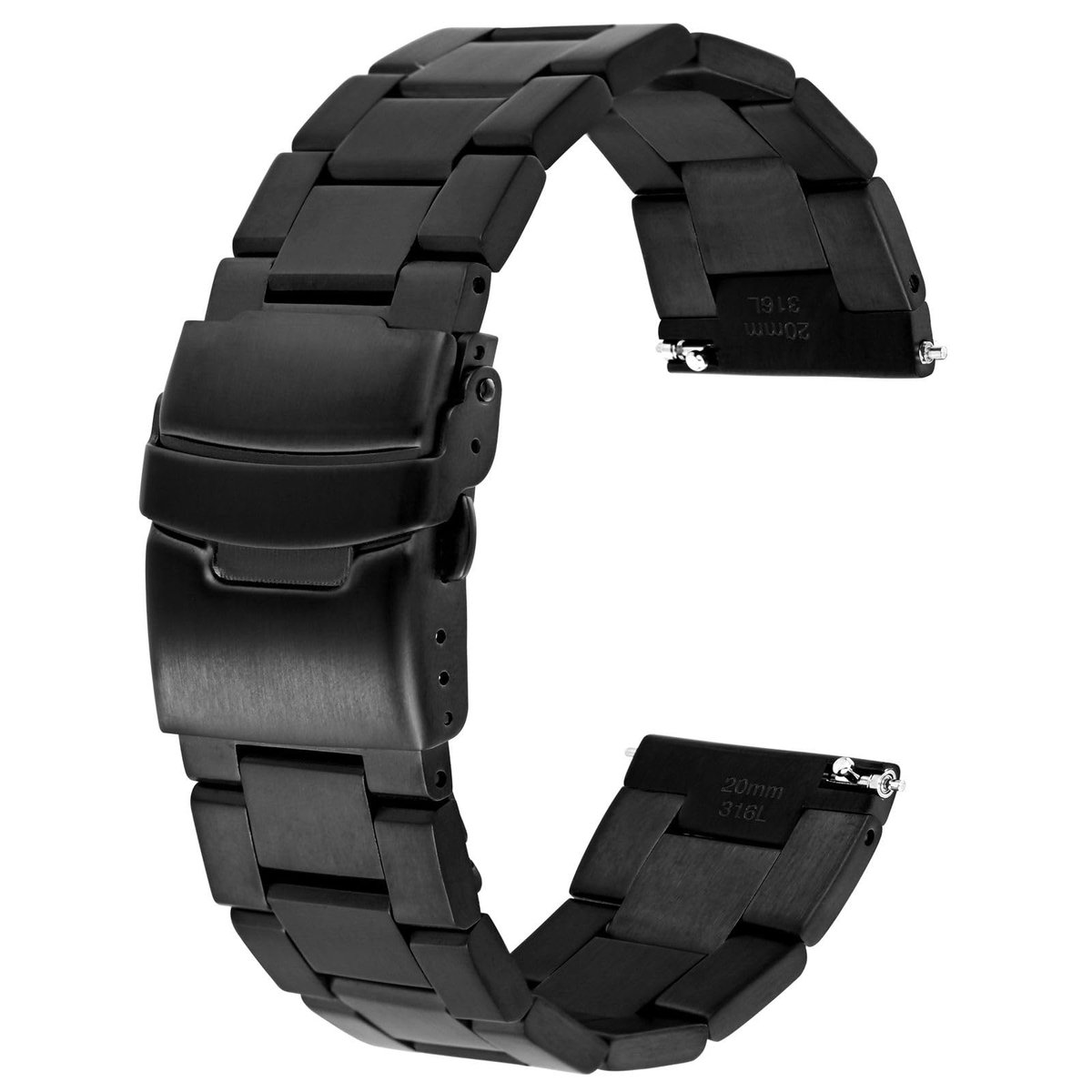 SolidKeus - 316L RVS Horlogeband met Vouwsluiting en Dubbele Veiligheidslock