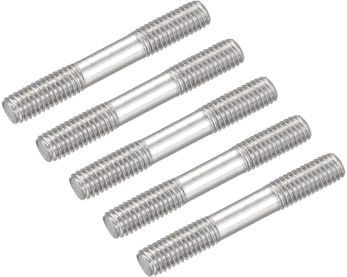 5 Stuks Dubbelzijdige Pin Schroef M5 40mm van 304 RVS voor Huishoudelijk Gebruik en Klussen