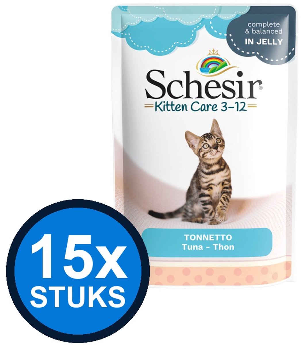 Schesir Schesir Kitten Care 3-12 pouch gelei tonijn 85gr