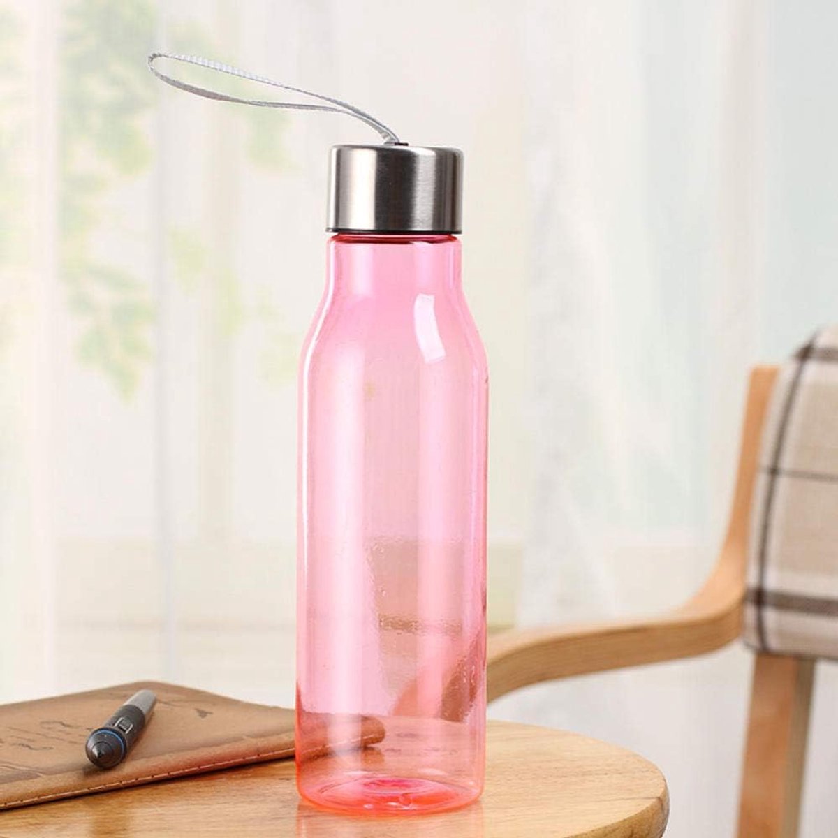 Jug/Gym Bottle -Ideaal voor sportschool, dieet, bodybuilding, buitensporten, wandelen en kantoor -Roze_350 ml transparant
