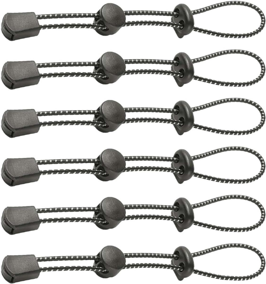 6 stuks bungeekoord, bevestigingskoord voor wandelstokken, verstelbaar bungeekoord, rugzakaccessoires, wandelaccessoires, Geschikt voor rugzak-lanyardkleding, Zwart