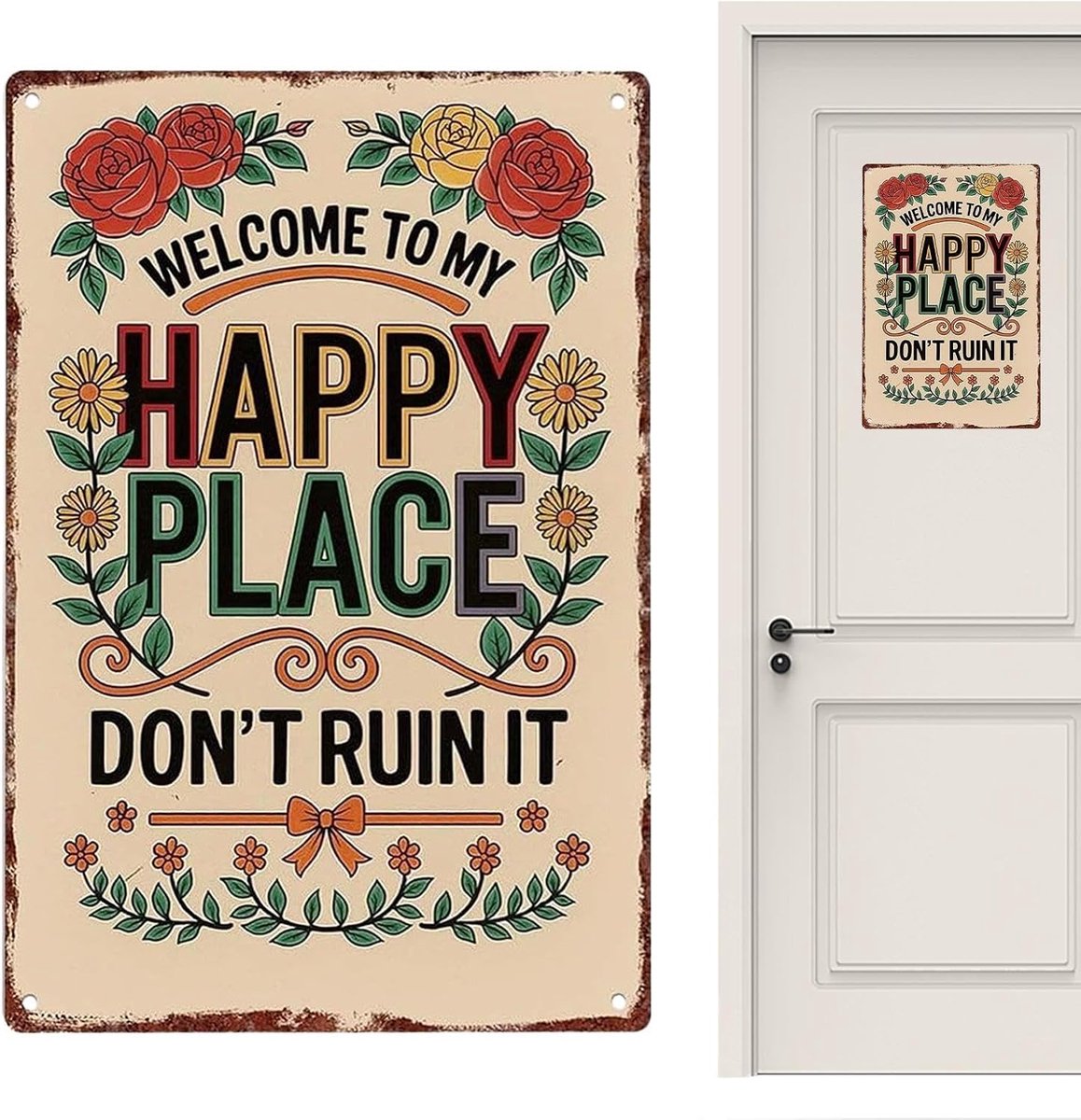 Wandbord voor thuis, decoratief metalen bord voor binnen en buiten, esthetische kunstbord, voor huis, appartement, slaapzaal, slaapkamer, terras, tuin, binnenplaats, garage