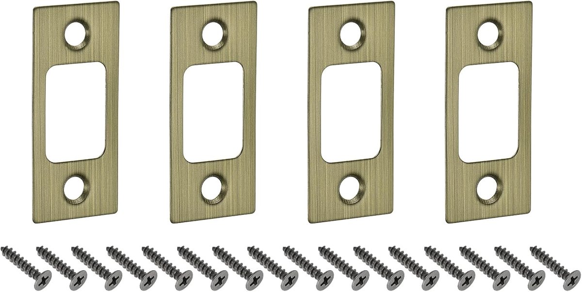 4 stuks deursluitplaten, 57 mm x 25,5 mm, D-vorm, sluitplaat van roestvrij staal voor deurkozijnen, vleugelversterking, brons