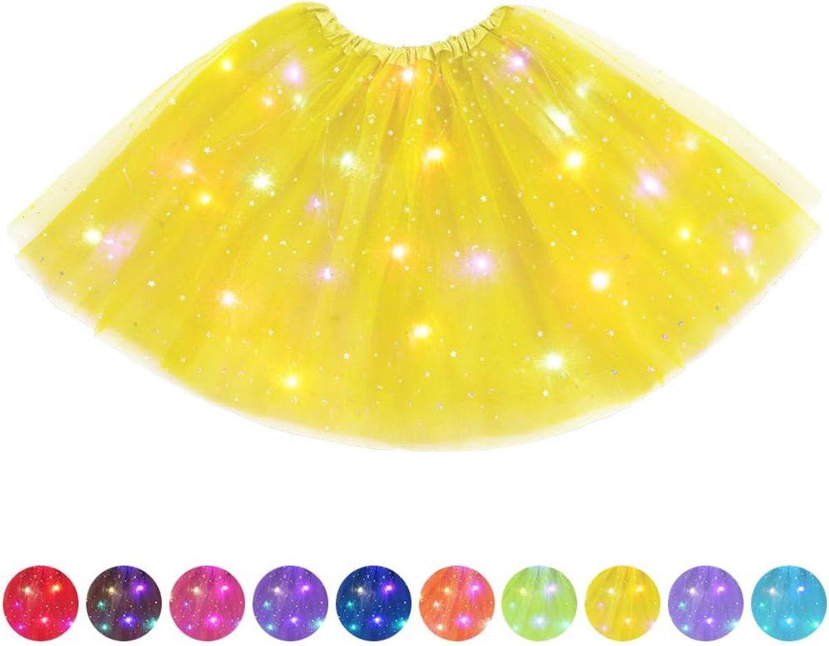 Dames tutu rok met LED-licht, tule tutu rok voor volwassenen, balletdansjurk, mooie elastische Halloween-festivaljurk, carnavalsfeestkostuum
