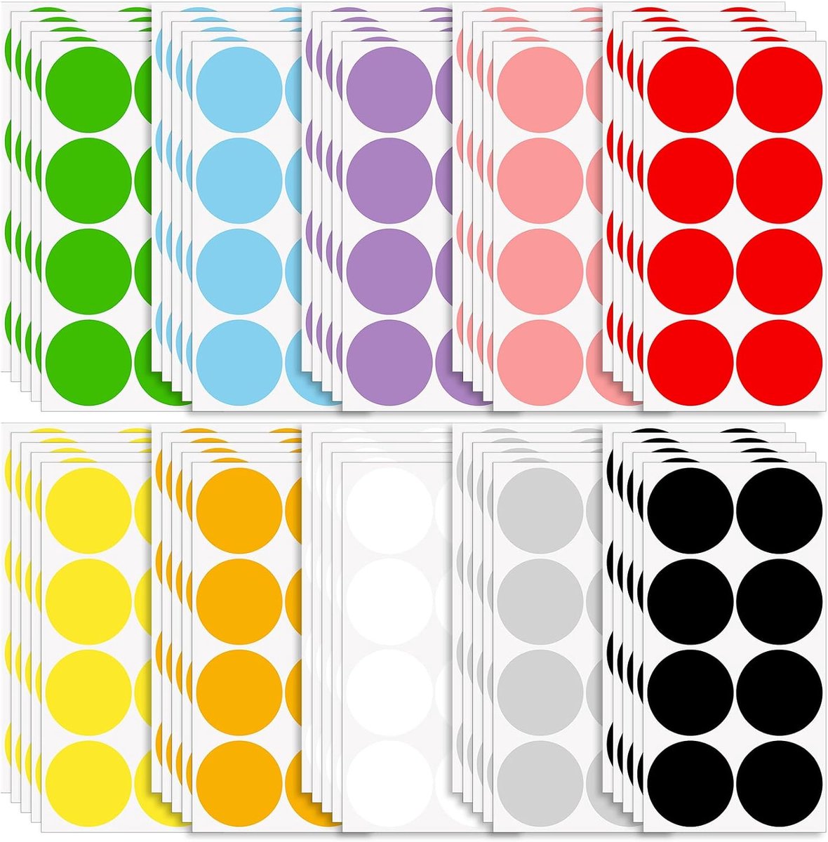 400 stuks zelfklevende stippen, kleurrijk, 5 cm, ronde kleurrijke stippenstickers, stickers, zelfklevend, beschrijfbaar, kleurlabels voor organisatie, kalender, kantoor, school, knutselen