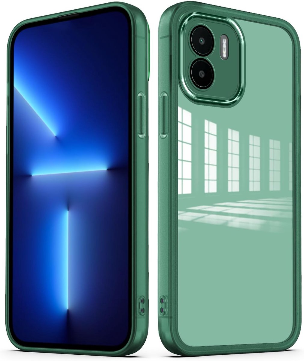 Transparant hoesje voor Xiaomi Redmi A2 4G / Redmi A1 4G met cameralensbeschermer zachte ultradunne slanke schokbestendige achterkant - groen