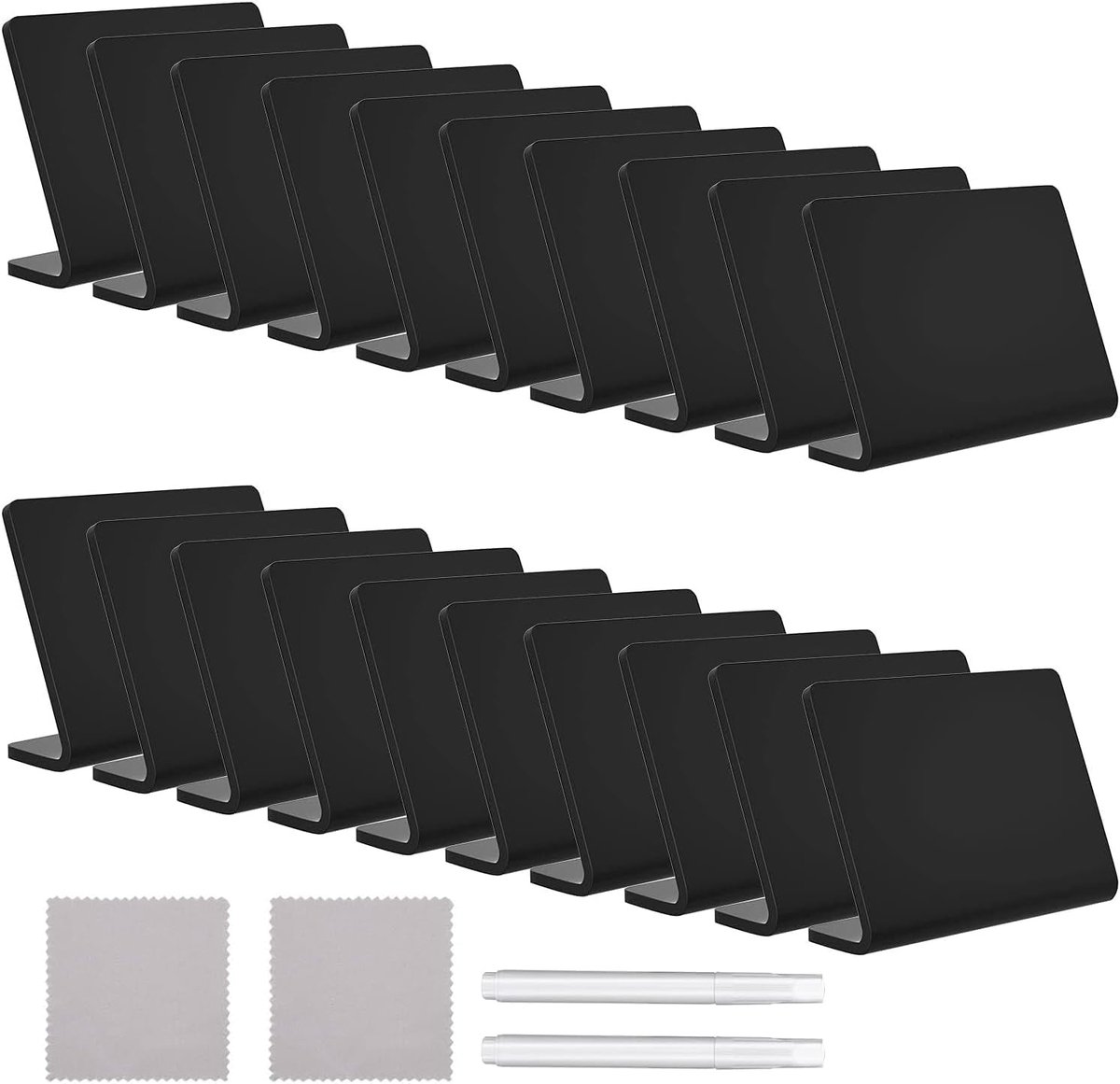 Krijtbord, kleine kleine borden om te beschrijven, 20 stuks, kleine krijtborden om te beschrijven, L-vorm, prijskaartjes, standaard voor buffet, bakkerij, feest, bruiloft
