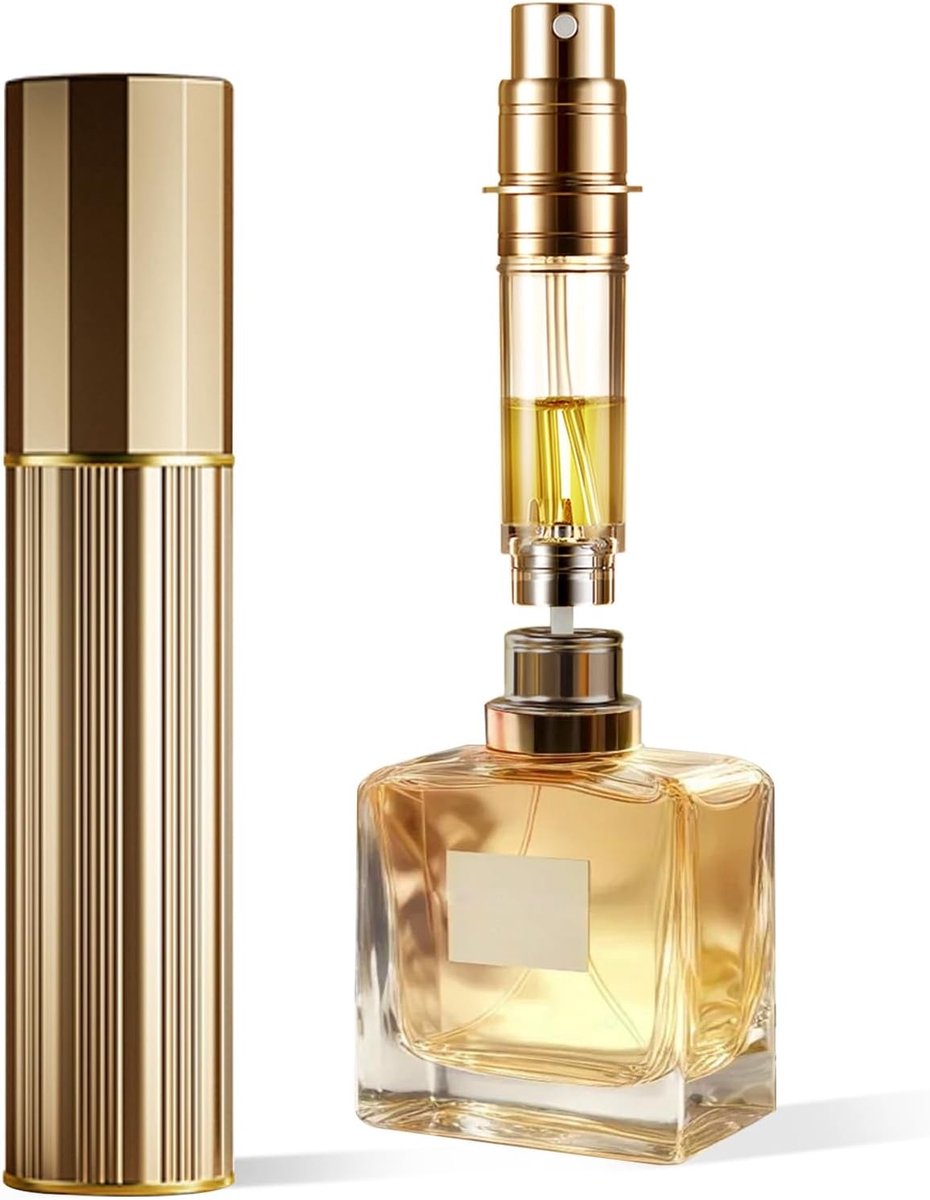Parfum Verstuiver Hervulbaar - 5ml Lege Reissprayfles, Nano Mist, Mini Verstuiver met Ondervulling, Zakformaat Cologne Dispenser voor Vrouwen en Mannen (Goud, PA)