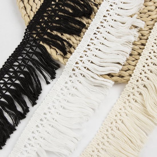 10 Yards 5 cm breed Beige katoenen kwast kantlint met franjes, kantbezet voor het naaien, franjebies, kantbezet, kwast trimmen, naaibenodigdheden voor DIY kostuums, kleding, gordijnen, tafelkleed — afbeelding 4