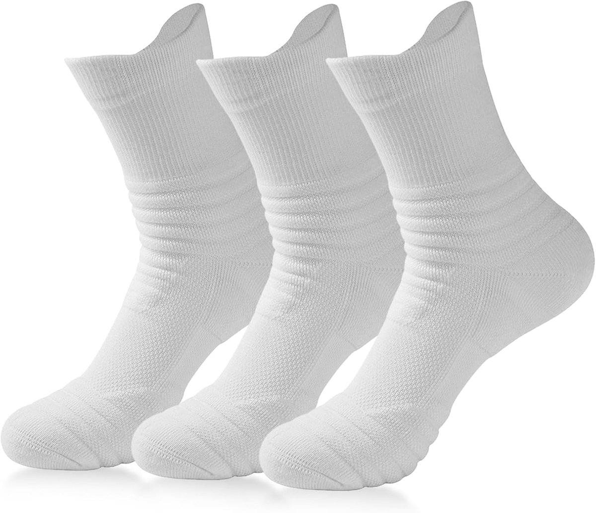 3 paar gevoerde basketbalsokken, tennissokken, loopsokken, anti-blaren, trainingssokken voor hardlopen, badminton, basketbal, handbal, wandelen