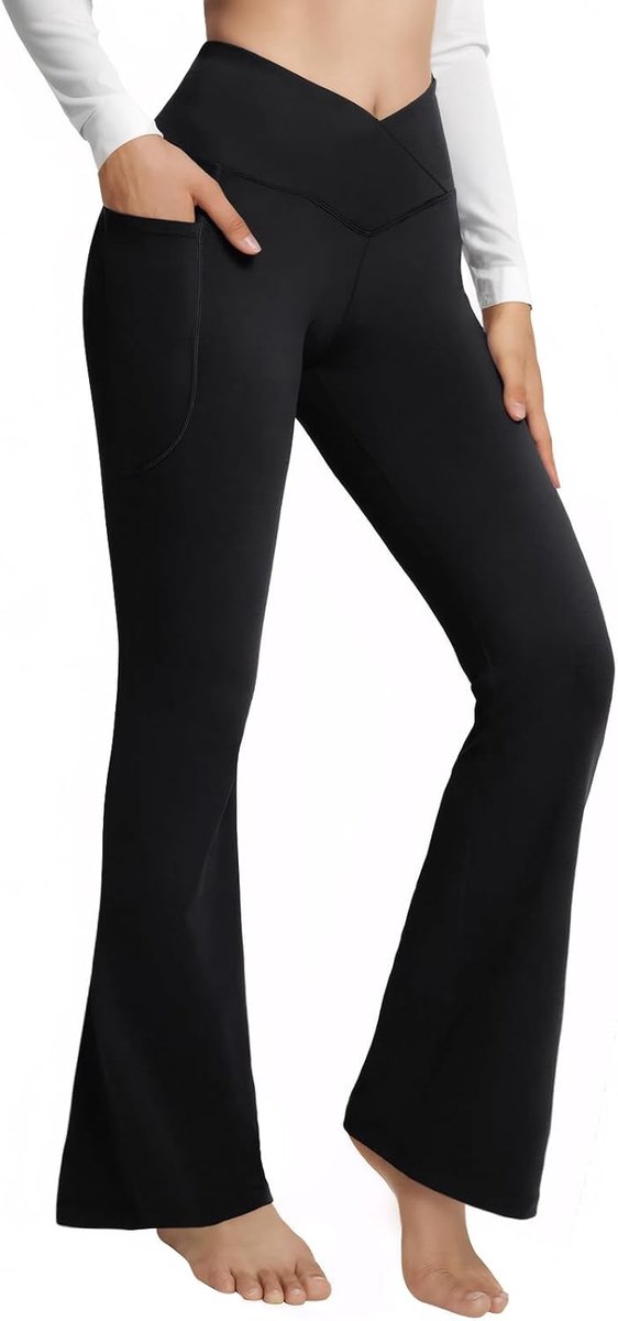 Leggings, hoge taille, bootcut, slagbroek, yogabroek, brede pijpen, V-taille met zakken, ondoorzichtige leggings, jazzbroek, joggingbroek, sportbroek