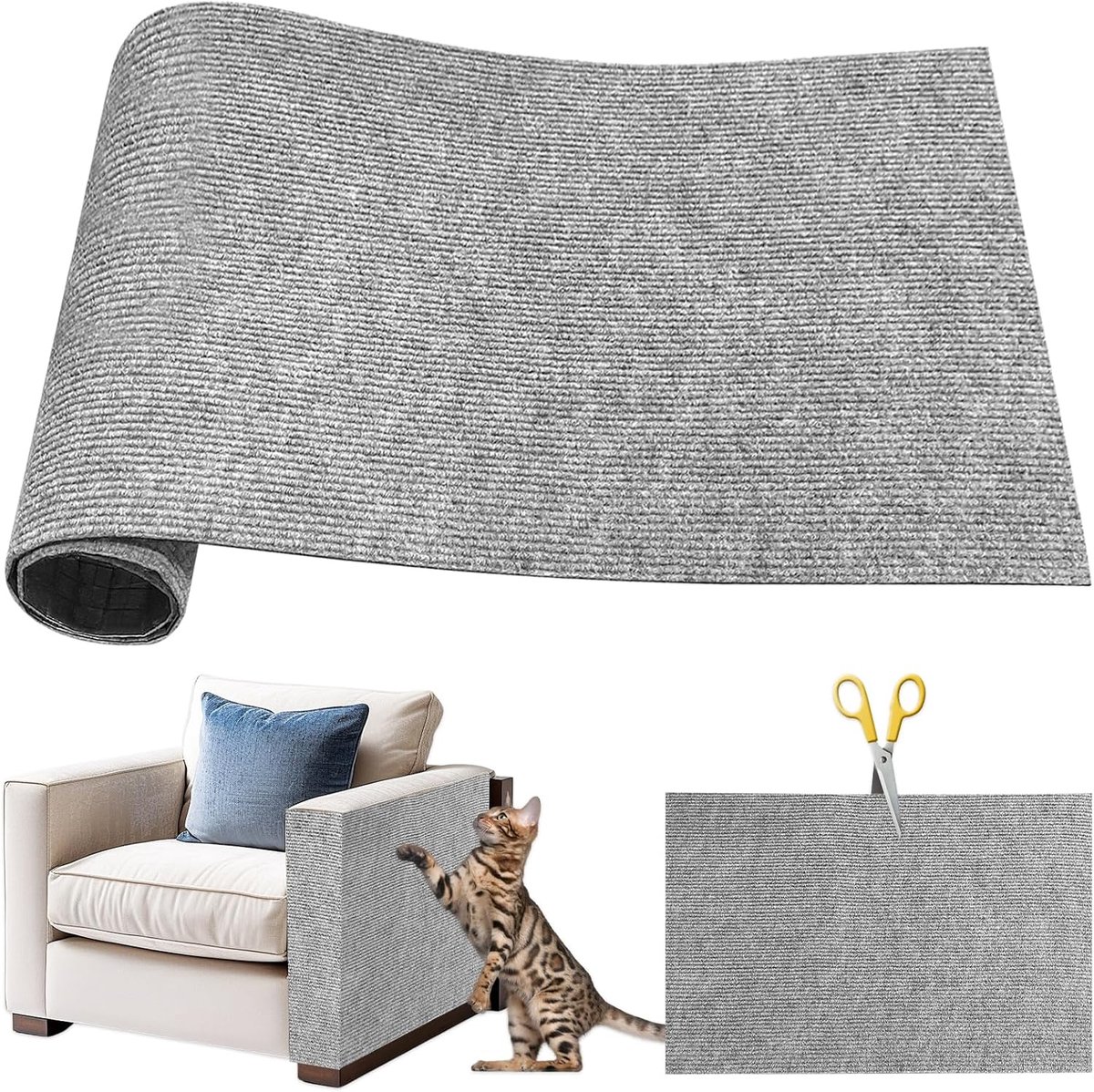 Cat Scratcher, 40 x 100 cm, krabmat voor katten, krabpaal voor katten, doe-het-zelf zelfklevende krabmat voor katten, bankbescherming, meubels