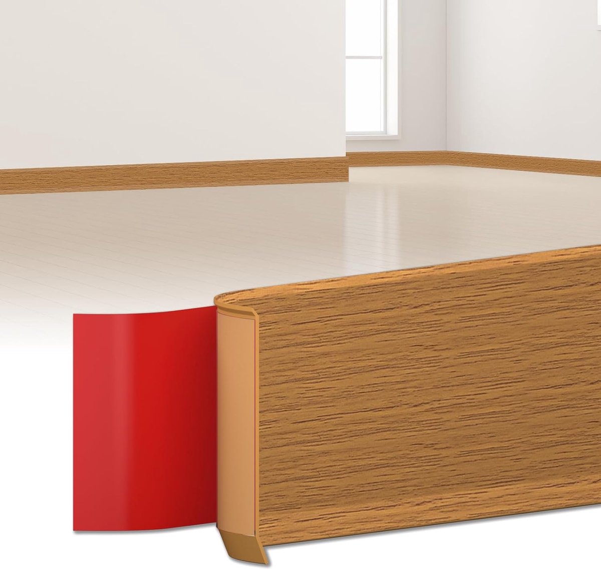 Plint, Zelfklevend, Breed, YellowOak, 100mmx6m Plint, Zelfklevend, Kniklijst, Eindlijst, Pvc, Flexibele Kniklijst, Vloerlijst, Eindstrip voor Keuken