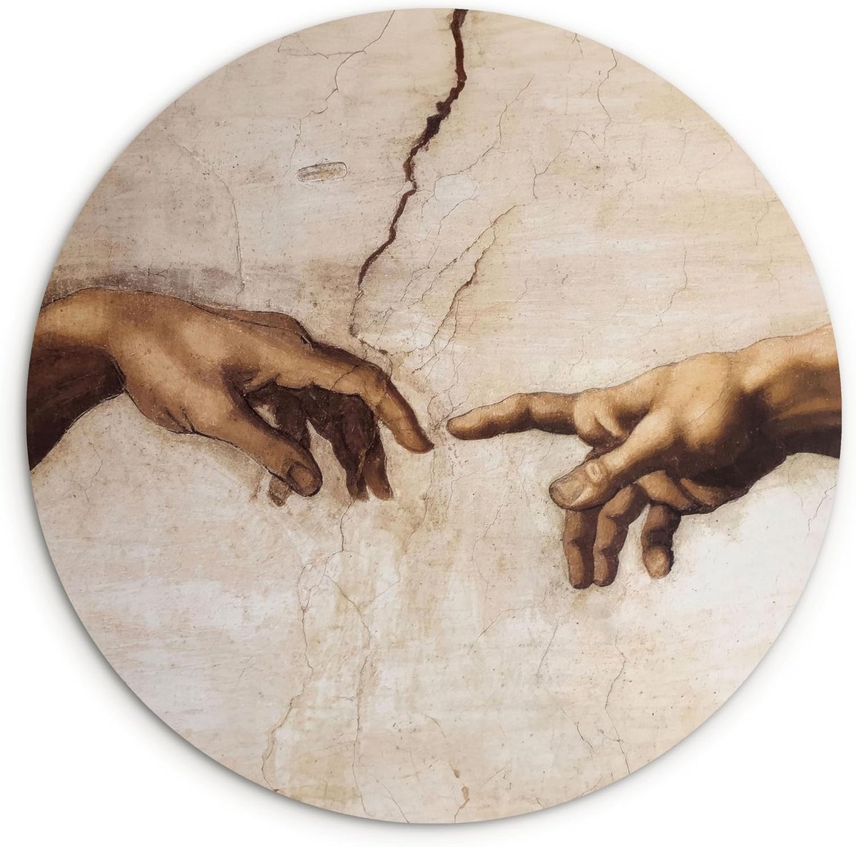 Wandcirkel Ø60 cm Muurcirkel Woonkamer Decoratie Wanddecoratie Huis Slaapkamer Badkamer Keuken Kunstschilderij Michelangelo - Schilderij - Creation of Adam
