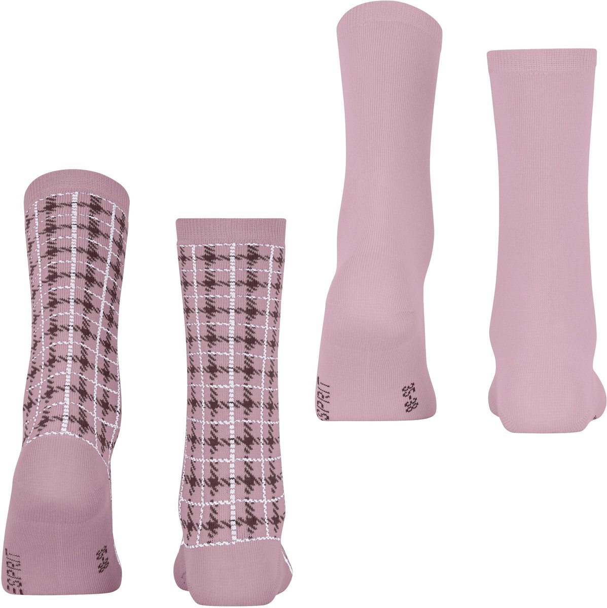 Esprit Retro Plaid 2 Pack gedessineerd katoen multipack sokken dames roze - maat 35-38
