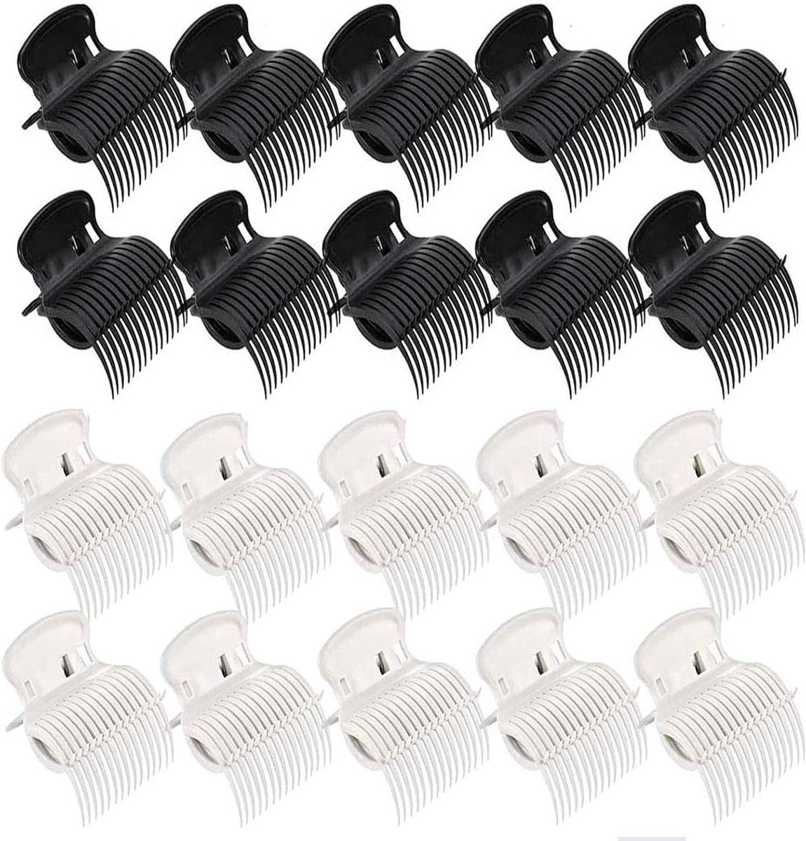 Krultang Clips - Haar Styling - Mooie Krullen Maken - Hittebestendig Plastic - 24 Stuks - Zwart Wit
