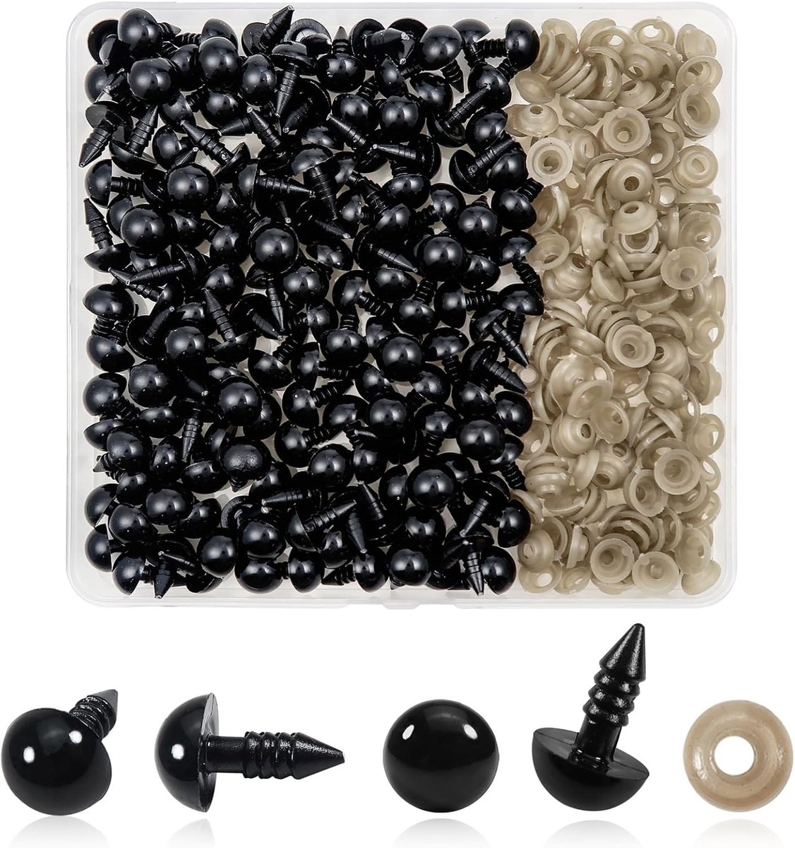 150 Stuks Veiligheidsogen voor Poppen - 10mm Plastic Ogen met Wasjes voor Creatief Knutselen en DIY Projecten