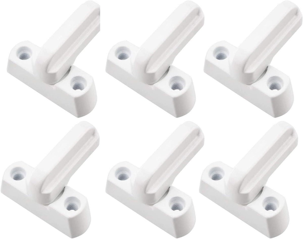 Raam Beveiliging - Sluitingen Deuren - Extra Veiligheid - Zink Legering - 6 Stuks - Wit