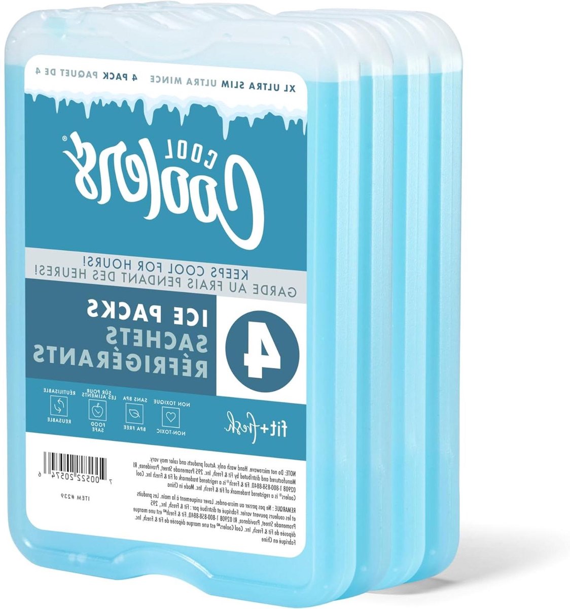 XL Koelbatterijen - Herbruikbare IJsblokjes - Voedsel Vers Houden - BPA-Vrij Plastic - 4 Stuks - Blauw