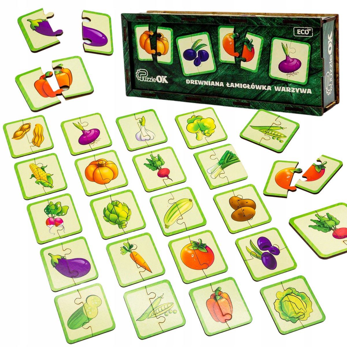 Houten Groene Puzzel: 40 Stukjes, Educatief en Veilig