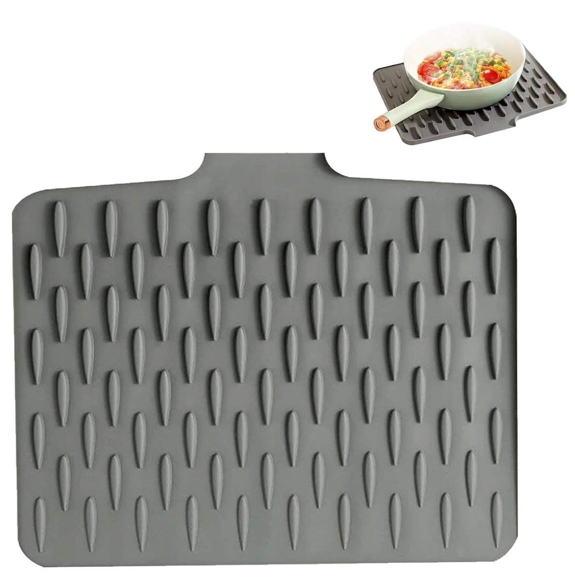 Merkloze Siliconen Afdruipmat Keuken - Grijs, 40x32,5 cm