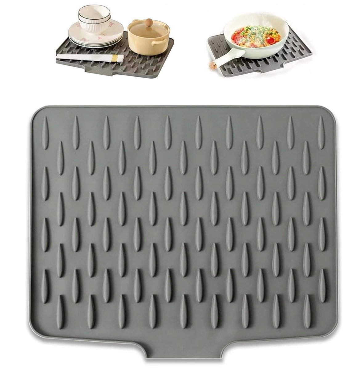 Merkloze Siliconen Afdruipmat Keuken - 40x32.5cm Grijs