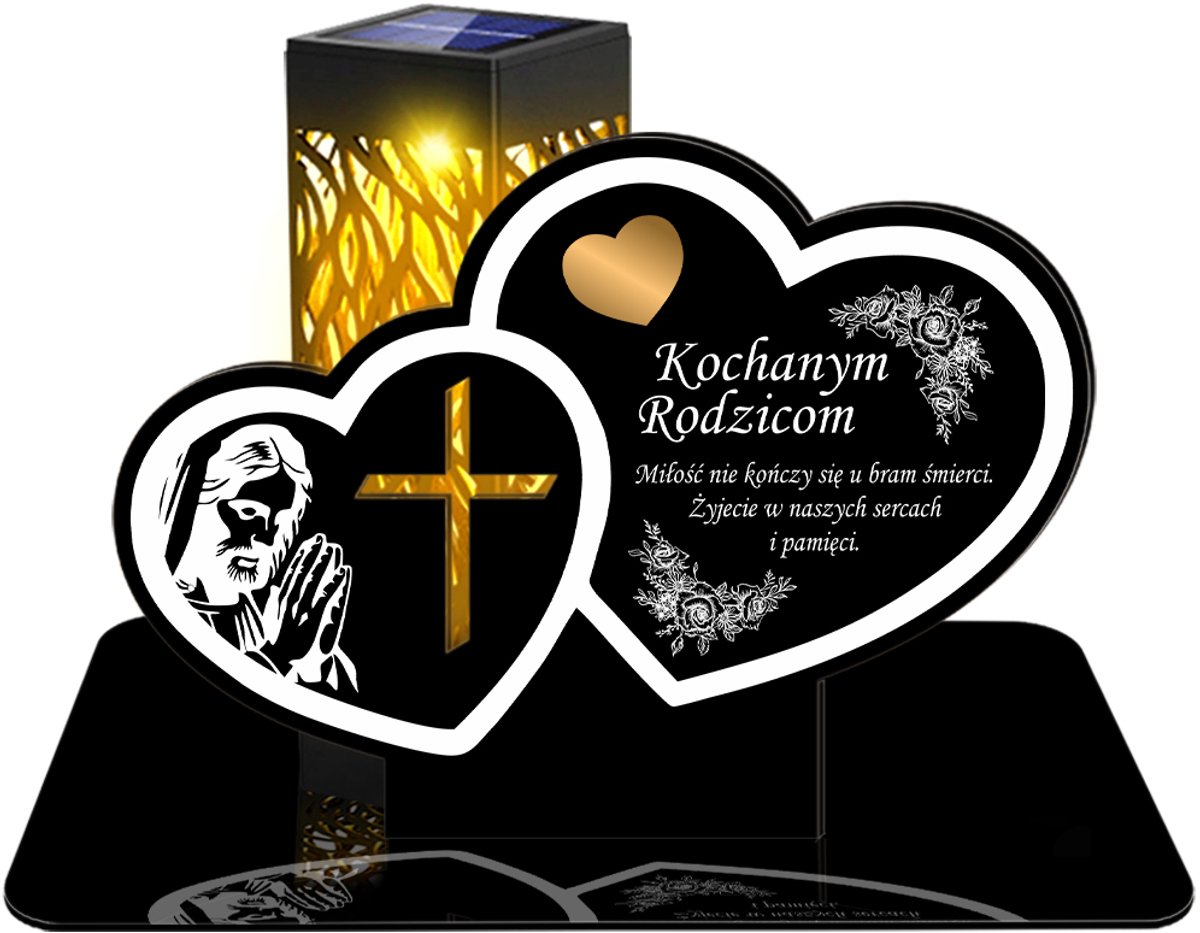 Znicz Solarny LED op Cmentarz - Wieczne Światło 3D Serce