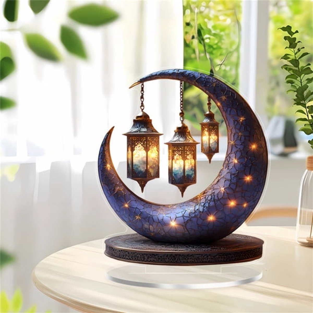 Ulisem - Maanlamp - Halvemaanvormige decoratieve kaarsenhouders - 2-in-1 kaarsenhouder en sfeerlamp - Voor tafel, woonkamer, slaapkamer en bar - Stijlvol en duurzaam - Geen montage nodig - Cadeau voor verjaardag en kerst