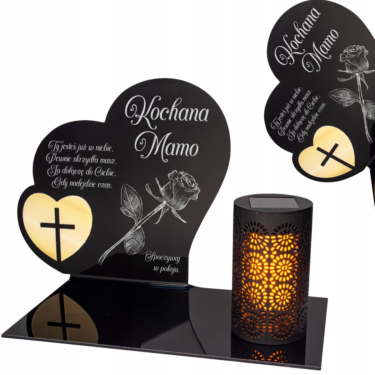 Zonne-lantaarn met gravure - Eeuwige LED lamp voor Moeder