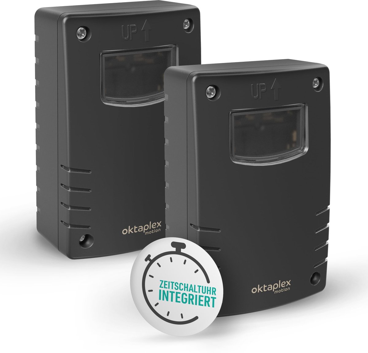 Elzusha - Set van 2 Schemerschakelaars met Timer IP65 Antraciet 230V