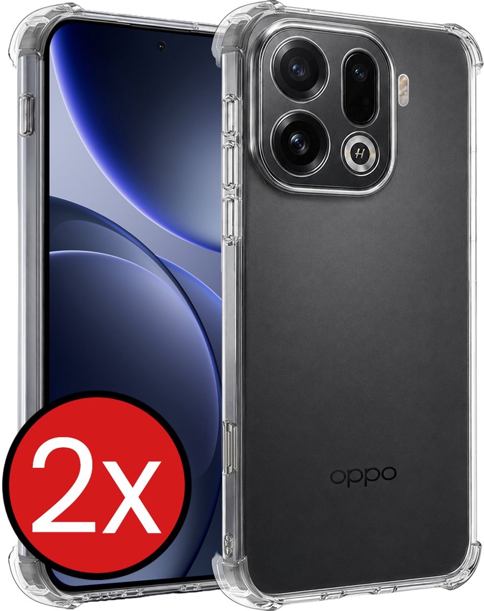 Hoesje - 2 Stuks - Geschikt voor OPPO Find X9 Pro - Sterk & Shockproof - Back Cover - Siliconen Case - Telefoon Hoes Shock Proof - Telefoonhoes - Transparant